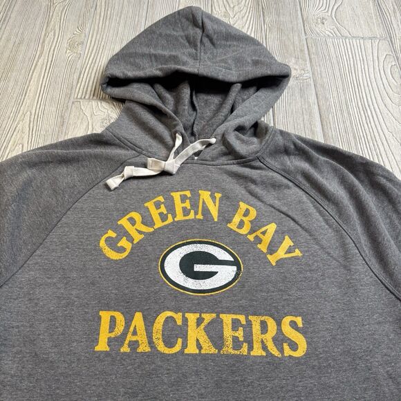 Green Bay Packers Fleece Hoodie Men’s XL Gray Spellout Logo NFL Team Apparel New - Picture 3 of 10